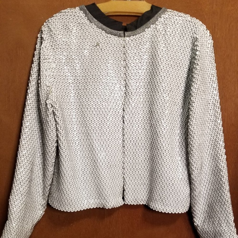 Diane Von Furstenberg white sequin bolero